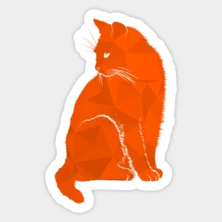 Orange Geometric Cat Sticker